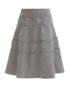 Comme Des Garons Comme Des Garons - Raw-edge Tiered Houndstooth-wool Midi Skirt - Womens - Black Multi