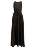 Matchesfashion.com Three Graces London - Solaine Drawcord Waist Crepe De Chine Maxi Dress - Womens - Black
