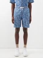 Versace - Floral-jacquard Denim Shorts - Mens - Blue