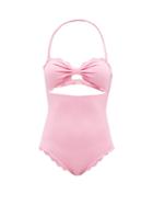 Marysia - Antibes Cutout Scalloped Swimsuit - Womens - Mid Pink