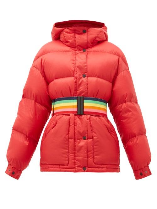 Matchesfashion.com Perfect Moment - Oversized Rainbow Belt Down Filled Ski Jacket - Womens - Red