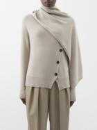 Arch4 - Scarf-neckline Asymmetric Cashmere Cardigan - Womens - Taupe