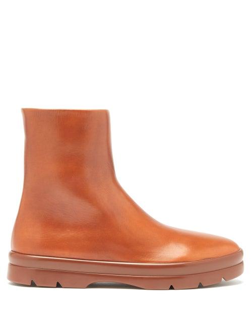 The Row - Billie Leather Ankle Boots - Womens - Tan