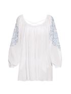 Juliet Dunn Embroidered-sleeve Cotton Kaftan