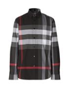 Mens Rtw Burberry - Somerton Maxi-check Twill Shirt - Mens - Grey