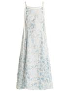 Matchesfashion.com Osman - Fabiola Floral Embroidered Linen Dress - Womens - Blue Multi