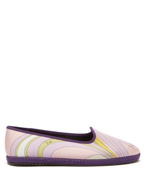 Emilio Pucci - Fulio-print Satin Slippers - Womens - Pink Multi