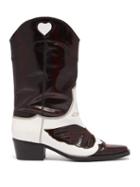 Matchesfashion.com Ganni - Marlyn Western Leather Boots - Womens - Black White