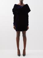 Tom Ford - Asymmetric Draped Velvet Mini Dress - Womens - Navy