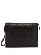 Matchesfashion.com Fendi - Ff-embossed Leather Pouch - Mens - Black