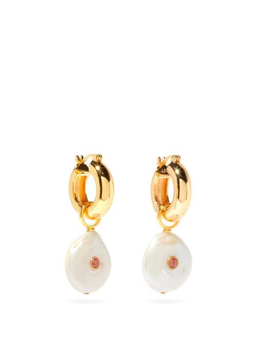 Matchesfashion.com Lizzie Fortunato - Circa Pearl & Gold-plated Hoop Earrings - Womens - Pearl