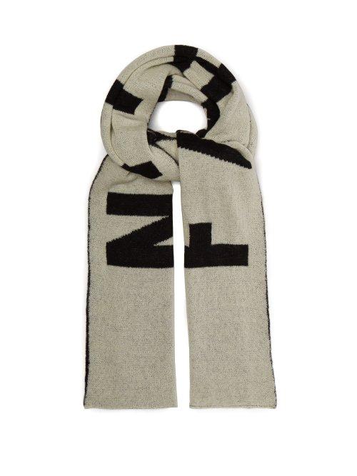 Matchesfashion.com Faith Connexion - Logo Intarsia Mohair Blend Scarf - Mens - White