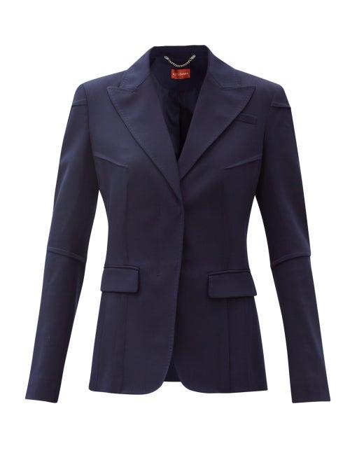 Matchesfashion.com Altuzarra - Beatrix Single-breasted Tropical-wool Blend Jacket - Womens - Navy