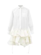 Sacai - Flounced-hem Cotton-blend Poplin Shirt Dress - Womens - White