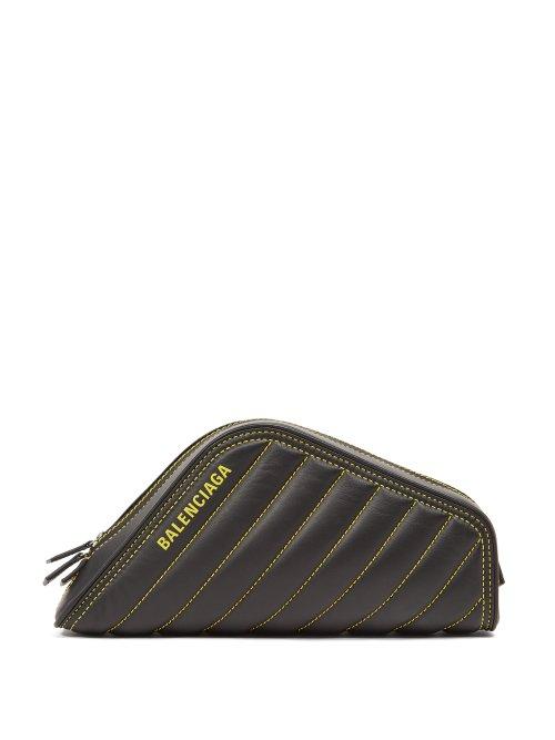 Matchesfashion.com Balenciaga - Car Quilted Leather Pouch - Mens - Black Yellow