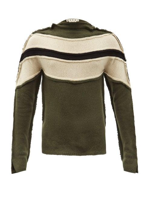 Matchesfashion.com Marni - Panelled Cashmere-blend Sweater - Mens - Green