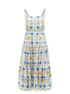 Ladies Rtw Borgo De Nor - Daniela Floral-print Cotton-poplin Dress - Womens - Blue