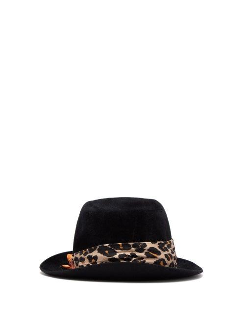 Matchesfashion.com Etro - Scarf Trimmed Felt Fedora - Womens - Black