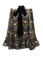 Matchesfashion.com The Vampire's Wife - The Confessional Floral-print Silk-satin Cape - Womens - Black Multi