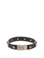 Matchesfashion.com Saint Laurent - Studded Leather Bracelet - Mens - Black