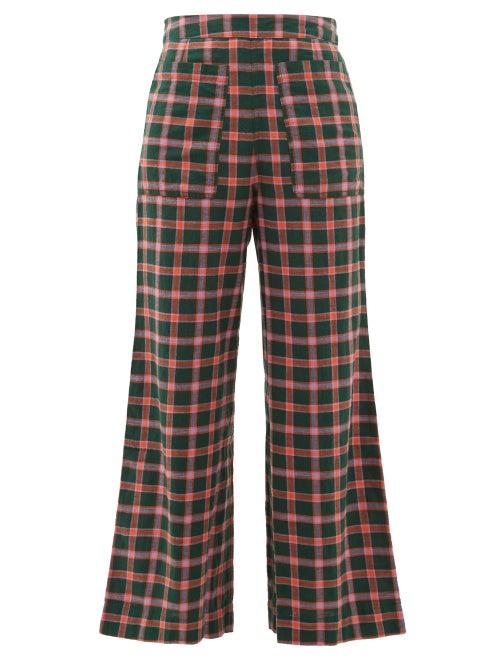 Matchesfashion.com Ace & Jig - Laura Checked Cotton Wide Leg Trousers - Womens - Green Multi