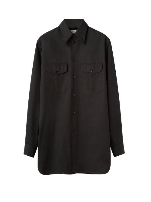 Lemaire - Flap-pocket Longline Poplin Shirt - Mens - Black