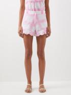 Juliet Dunn - Dye-check Cotton Baby Doll Shorts - Womens - Pink White