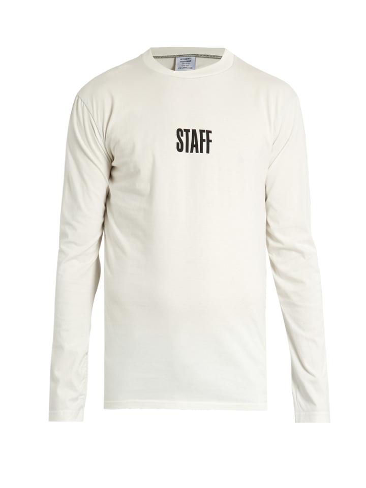 Vetements X Hanes Staff Long-sleeved Cotton T-shirt