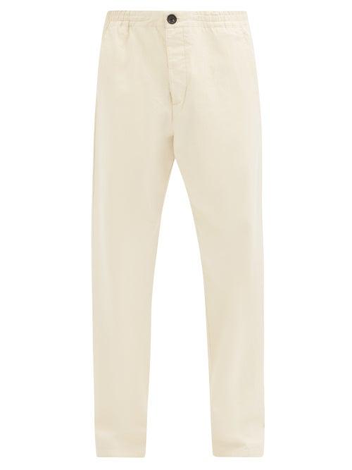 Oliver Spencer - Drawstring Cotton-canvas Straight-leg Trousers - Mens - Beige