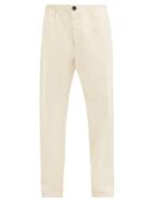 Oliver Spencer - Drawstring Cotton-canvas Straight-leg Trousers - Mens - Beige