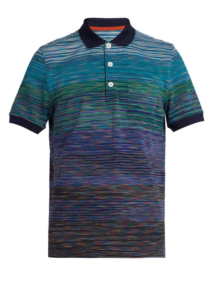 Missoni Space-dye Cotton-knit Polo Shirt