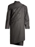 Matchesfashion.com Balenciaga - Prince Of Wales Checked Asymmetric Wool Coat - Womens - Grey