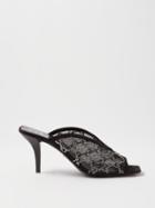 Gucci - Gg 90 Crystal-embellished Mesh And Leather Mules - Womens - Black