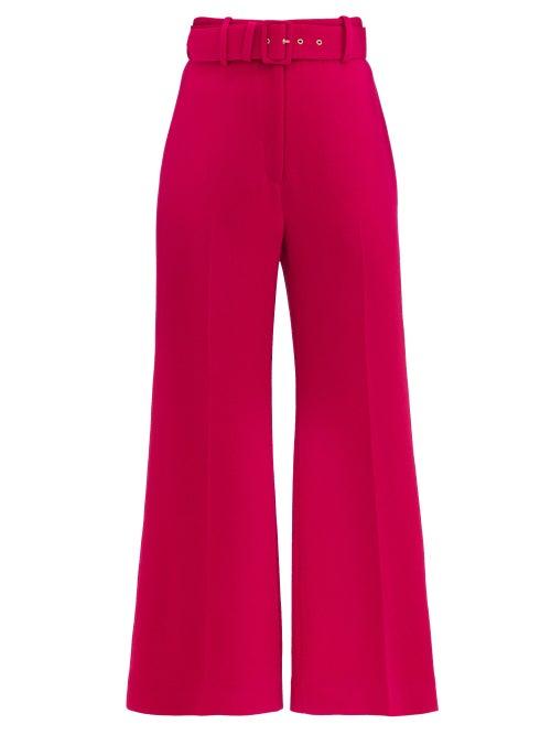 Matchesfashion.com Emilia Wickstead - Jana Belted High-rise Crepe Trousers - Womens - Pink