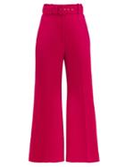 Matchesfashion.com Emilia Wickstead - Jana Belted High-rise Crepe Trousers - Womens - Pink