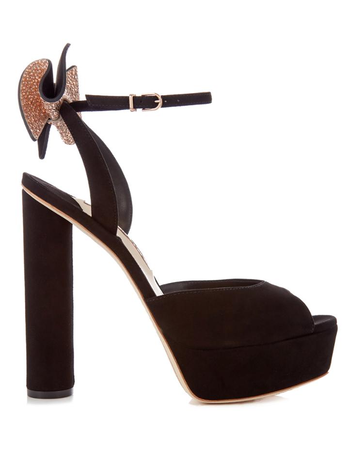 Sophia Webster Raye Embellished-bow Suede Platform Sandals