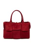 Bottega Veneta - The Arco Suede And Shearling Tote Bag - Womens - Dark Red