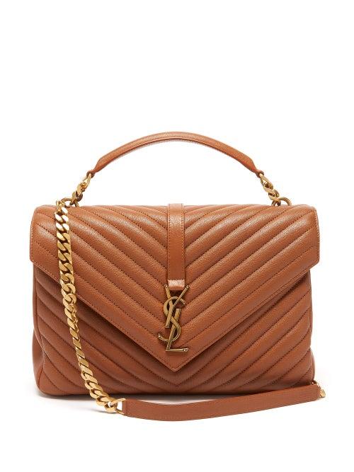 Matchesfashion.com Saint Laurent - College Large Quilted Leather Cross Body Bag - Womens - Tan