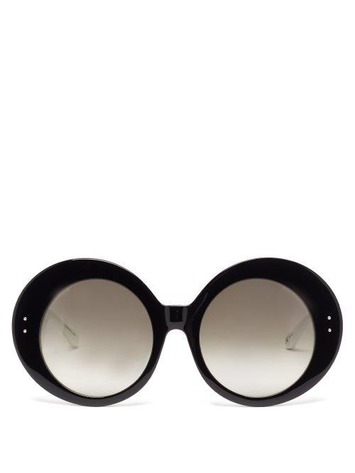 Matchesfashion.com Linda Farrow X Paco Rabanne - X Paco Rabanne Donyale Oversized Sunglasses - Womens - Black White