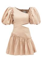 Aje - Chateau Cutout Linen-blend Mini Dress - Womens - Beige