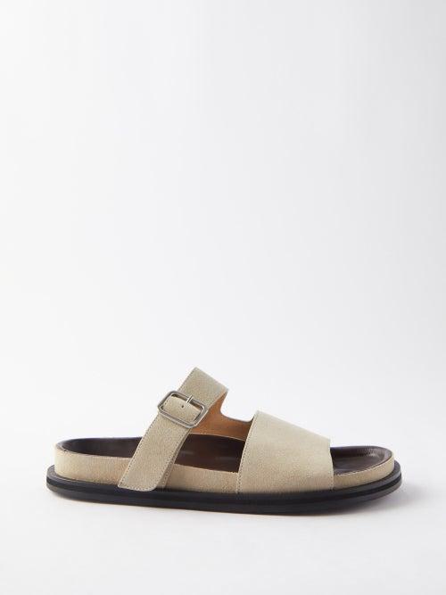 Studio Nicholson - Buckle-strap Split Suede Slides - Mens - Beige
