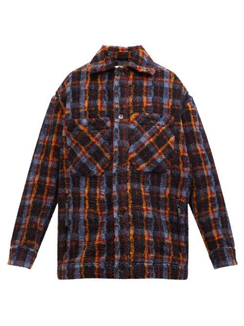 Eye/loewe/nature - Logo-patch Checked Flannel Jacket - Mens - Navy