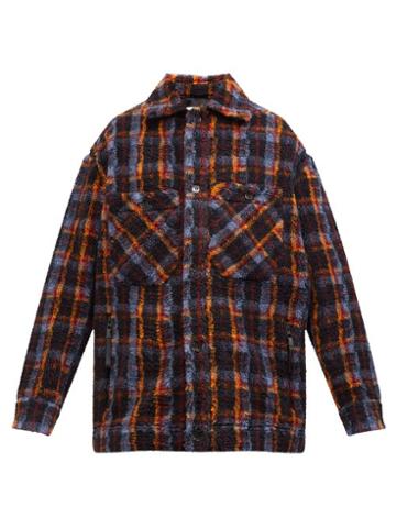Eye/loewe/nature - Logo-patch Checked Flannel Jacket - Mens - Navy