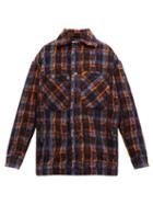 Eye/loewe/nature - Logo-patch Checked Flannel Jacket - Mens - Navy