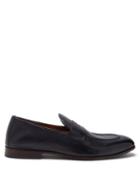 Matchesfashion.com Brunello Cucinelli - Leather Penny Loafers - Mens - Navy