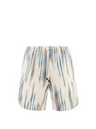 Smr Days - Drawstring-waist Striped-jacquard Cotton Shorts - Mens - Cream Multi