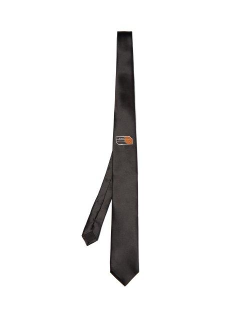 Matchesfashion.com Prada - Logo Embroidered Silk Tie - Mens - Black