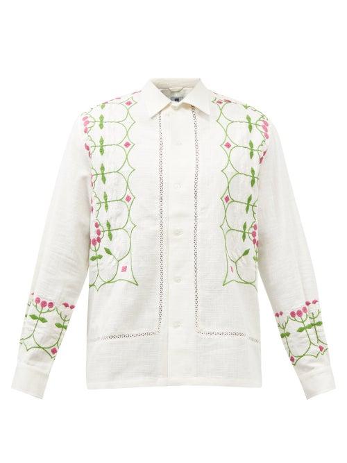 Bode - Nouveau Fleur Floral-print Cotton-poplin Shirt - Mens - White