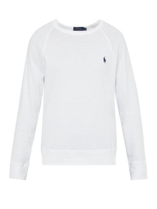 Matchesfashion.com Polo Ralph Lauren - Logo Embroidered Cotton Jersey Sweatshirt - Mens - White