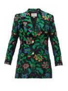 Matchesfashion.com Gucci - Single Breasted Floral Jacquard Velvet Jacket - Womens - Black Multi